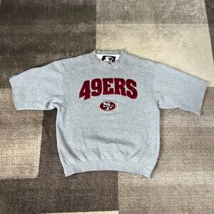 Starter San Francisco 49ers Short Sleeve Sweatshirt Mens Medium Gray NFL